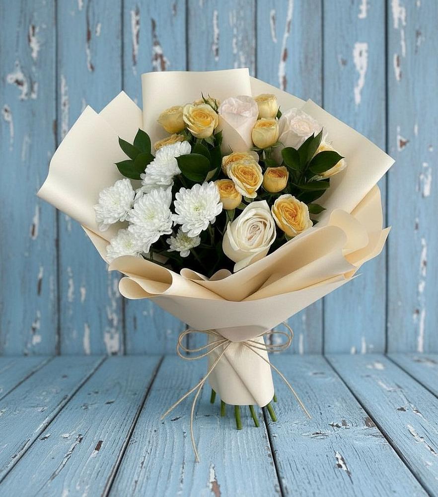 Букет цветов из: Розы и Хризантемы в Умёт