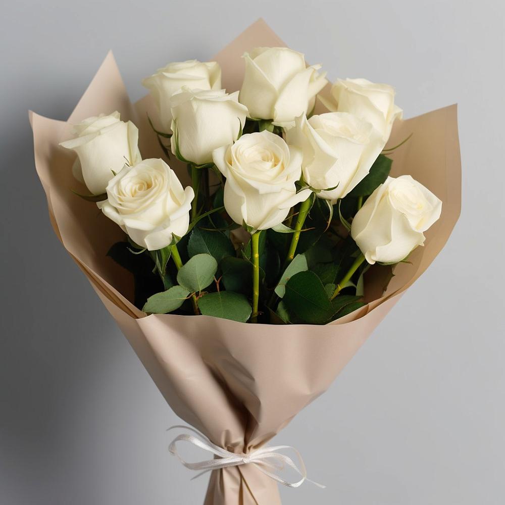 Букет 9 Белых роз Эдлесс Лав в Умёт