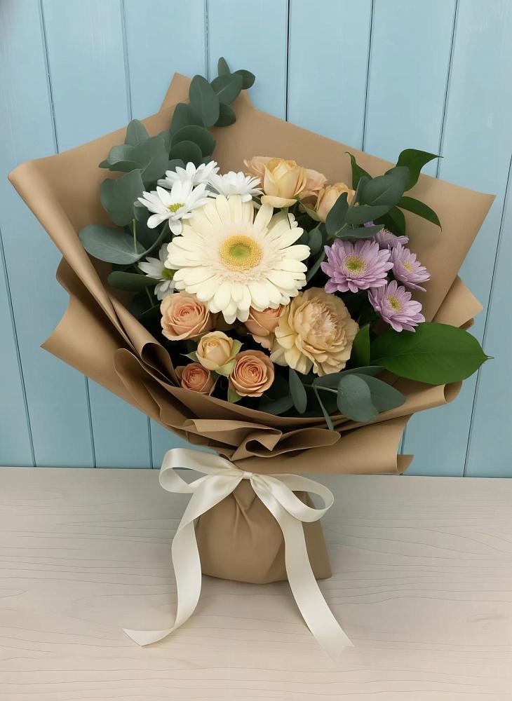 Букет цветов из: Герберы и Хризантемы в Умёт