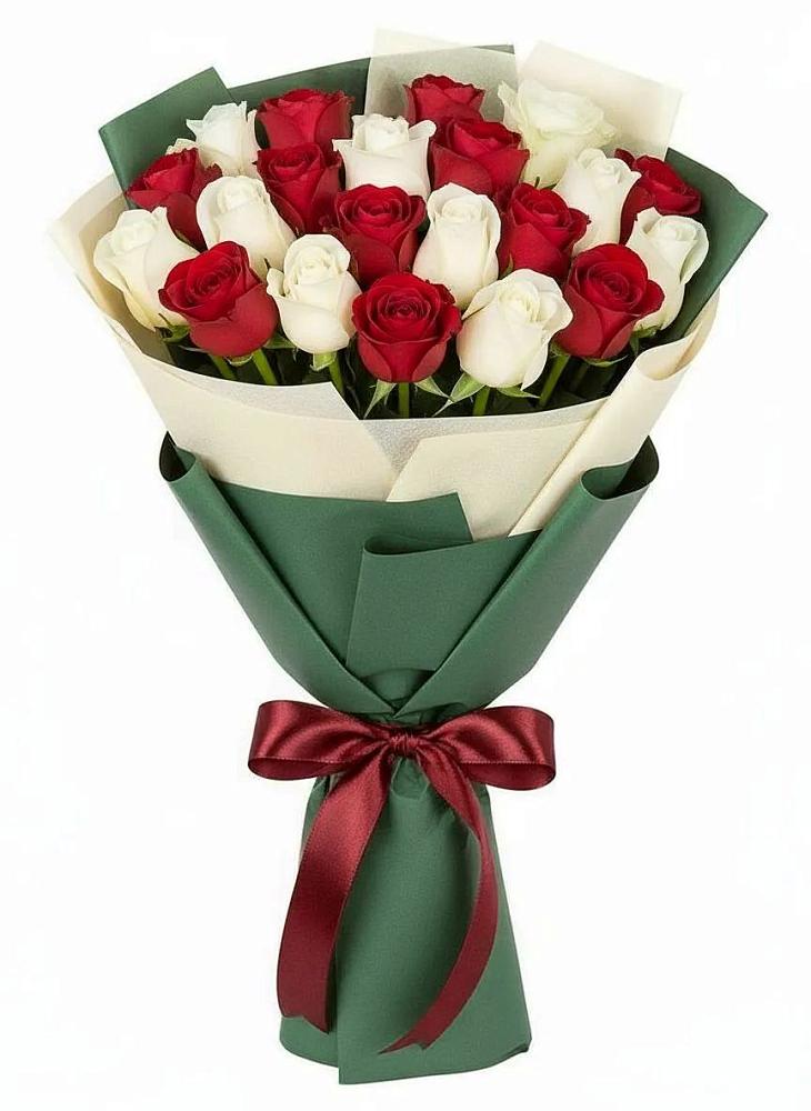 Букет Микс из красных и белых роз в Умёт
