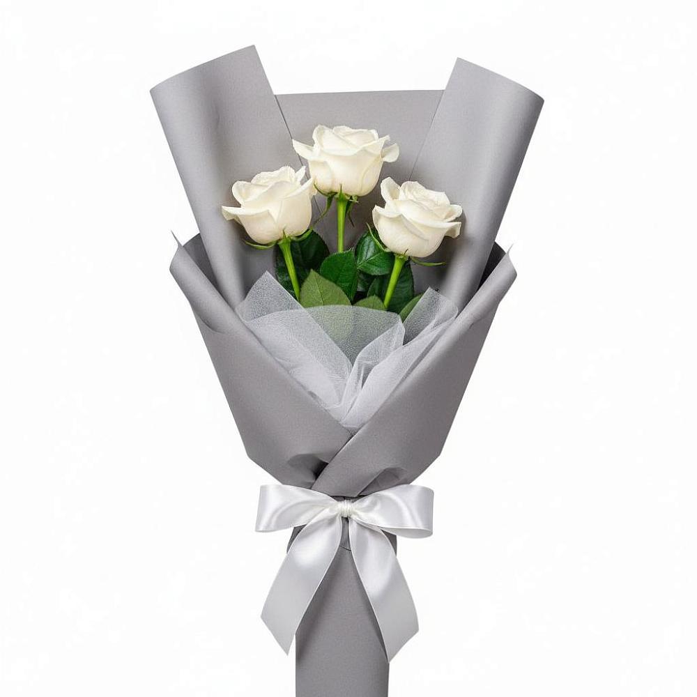 Букет 3 белые розы в Умёт