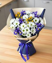 Букет цветов из:  Розы, Ирисы и Хризантемы в Умёт