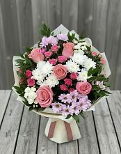 Букет цветов из:  Альстромерии, Гвоздики, Розы и Хризантемы в Умёт