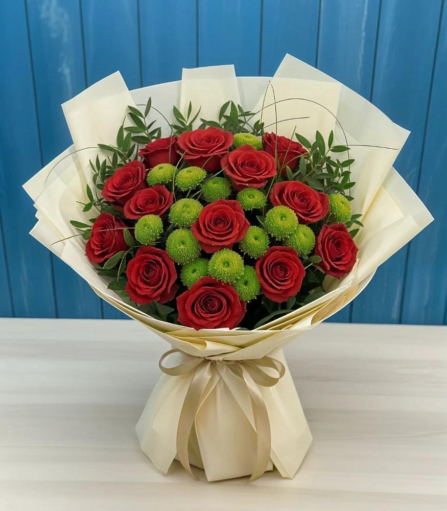 Букет цветов из: Розы и Хризантемы в Умёт