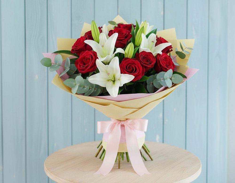 Букет цветов из: Лилии и Розы в Умёт